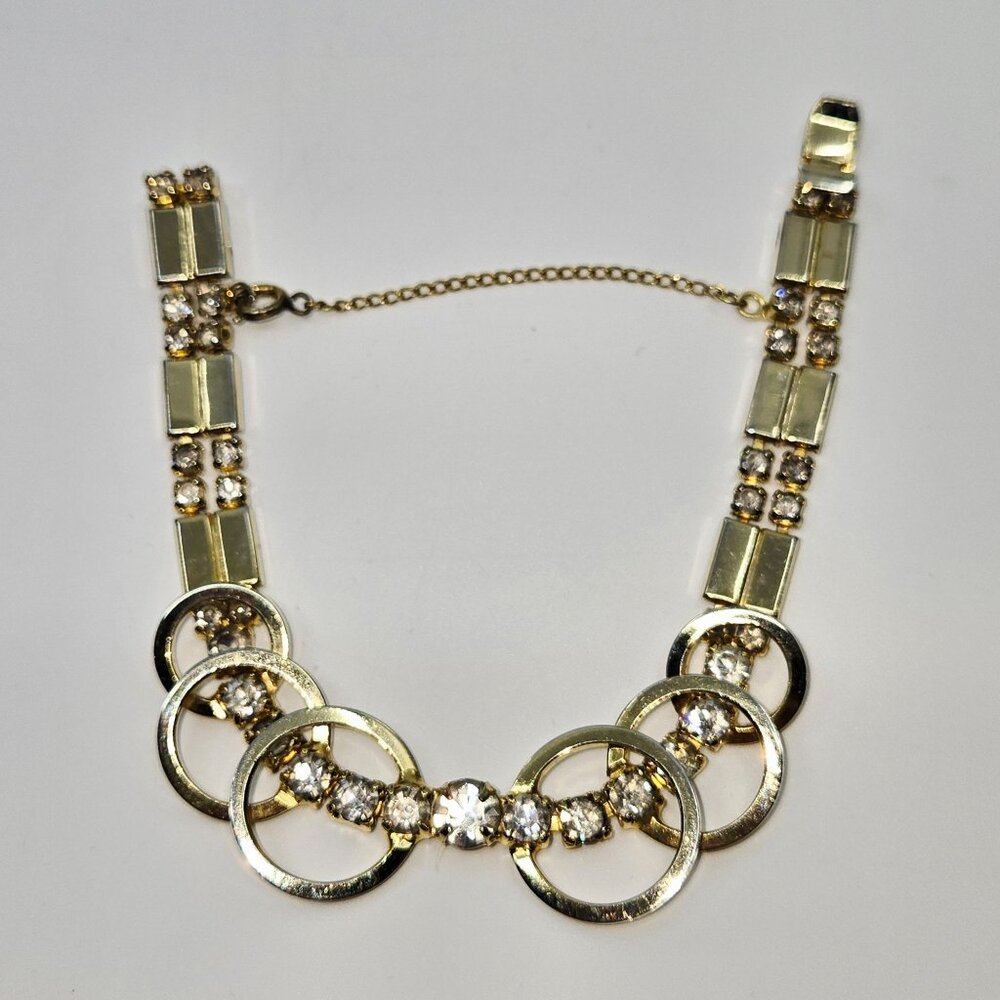 Gold-Tone Sarah Coventry Celestial Necklace Bracelet & Earrings Set With Rhinest - Picture 8 of 10